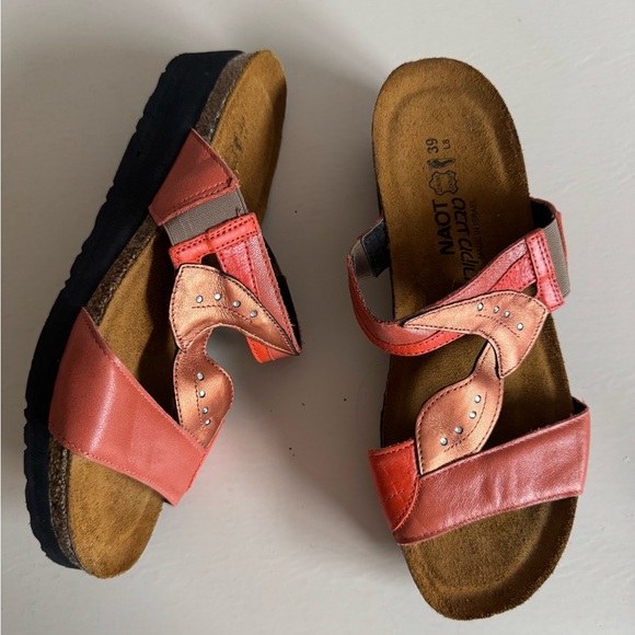 Naot Shoes - NAOT Kimberly orange‎ metallic Leather slide Sandals Women’s Sz 39/8